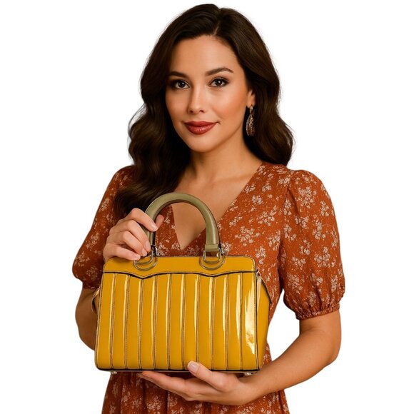 Uddini Patent Leather Satchel Handle Top Bag Shoulder Crossbody Purse Handbag - Picture 1 of 17